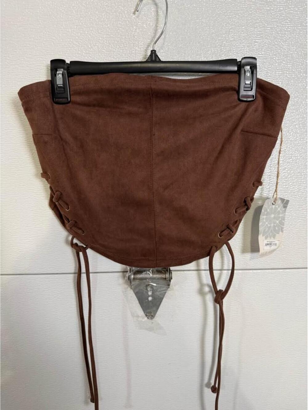 NWT faux suede Lace-Up Tube Top sz L